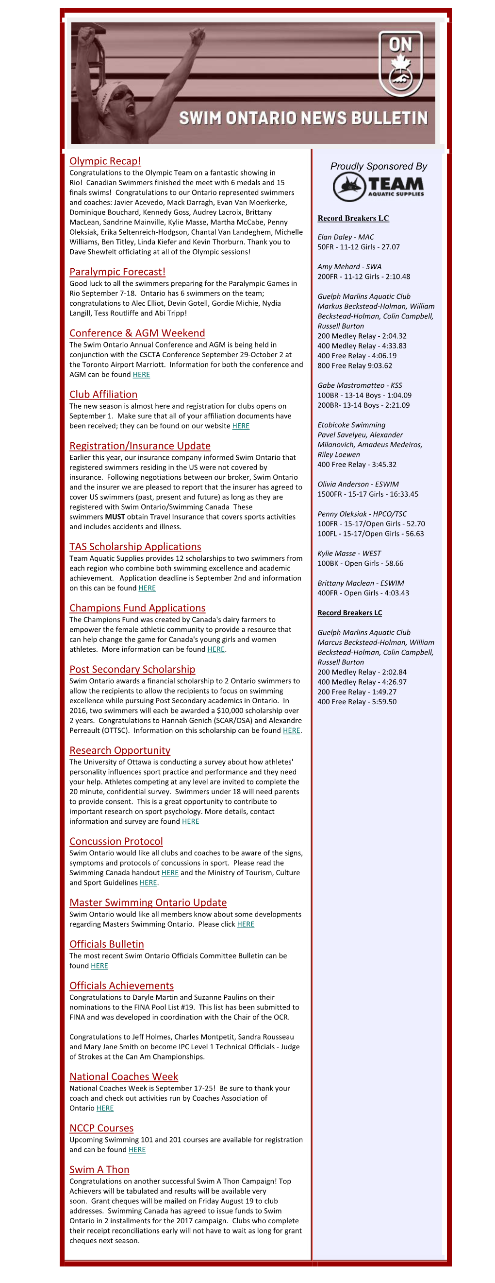 Olympic Recap! Paralympic Forecast! Conference & AGM Weekend Club