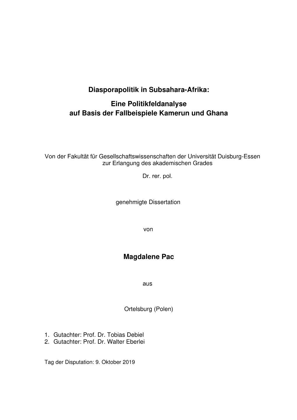 Pac M Diasporapolitik in Subsahara-Afrika