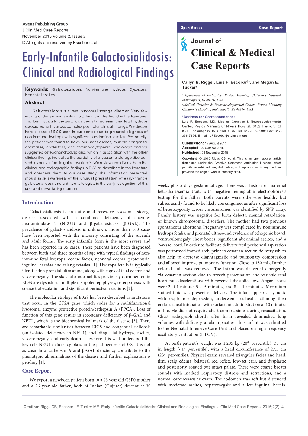 Early-Infantile Galactosialidosis: Clinical and Radiological Findings