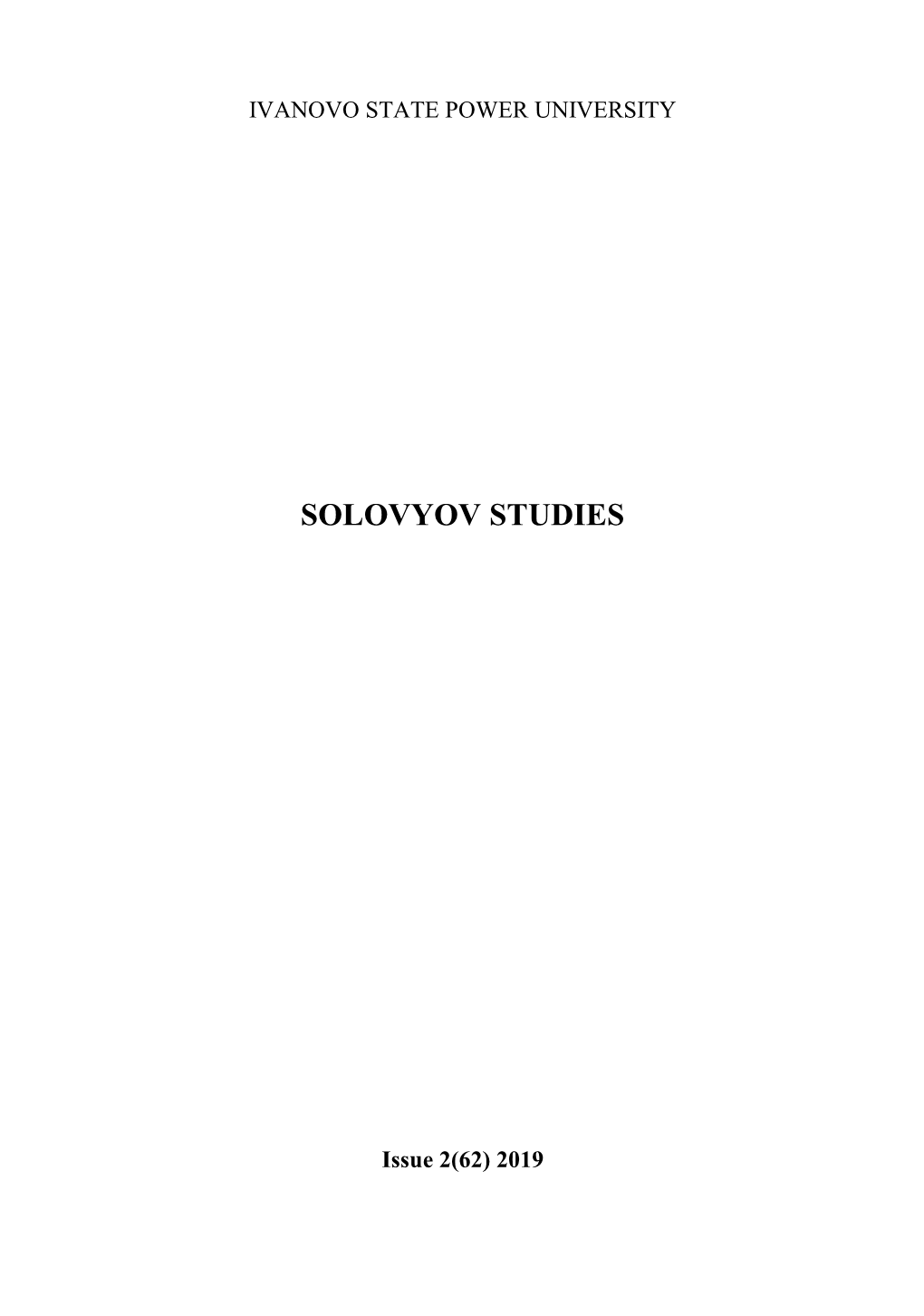 Solovyov Studies