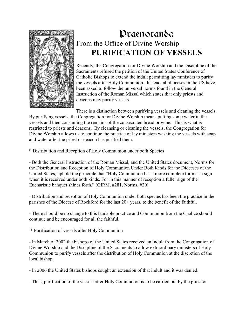 Purification of Vessels