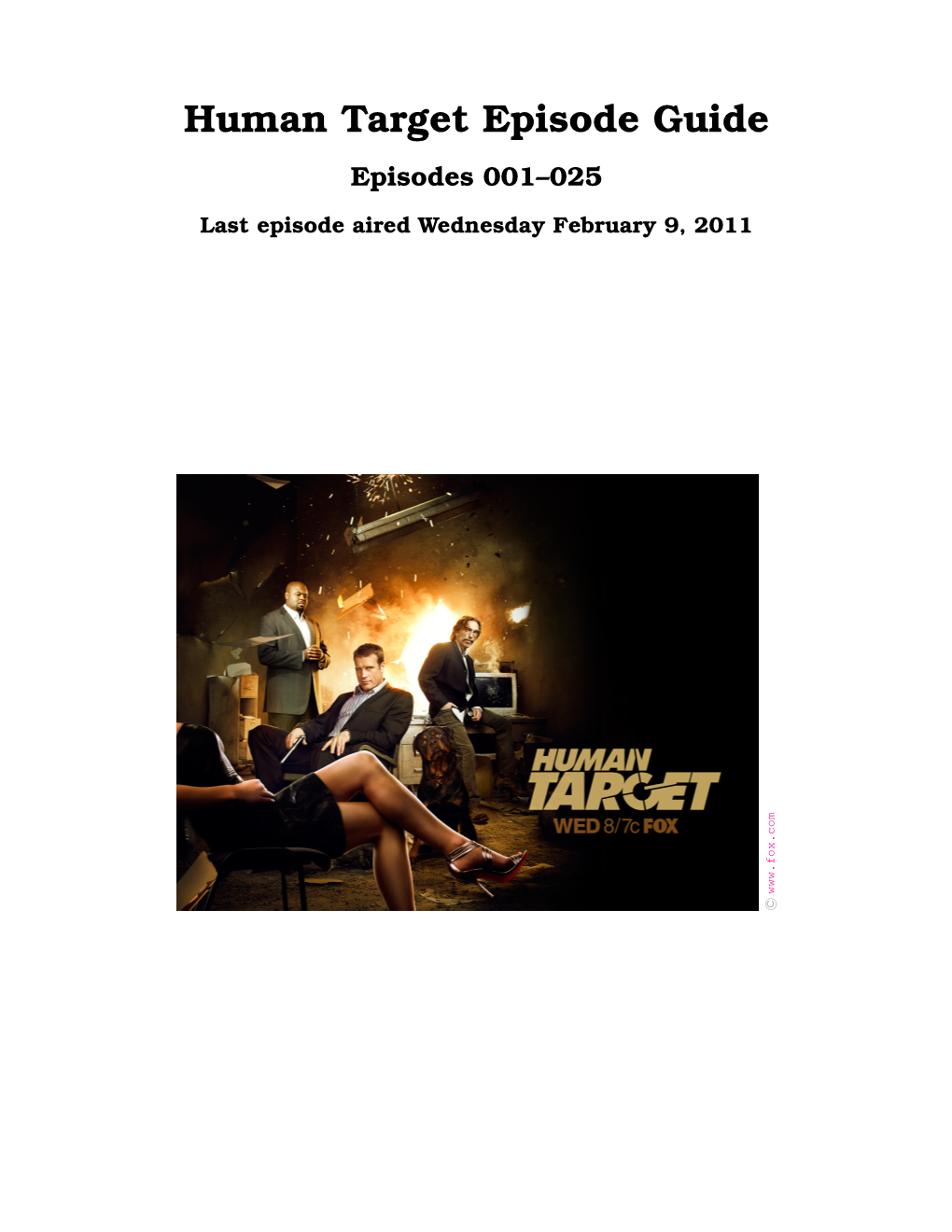 Human Target Episode Guide Episodes 001–025