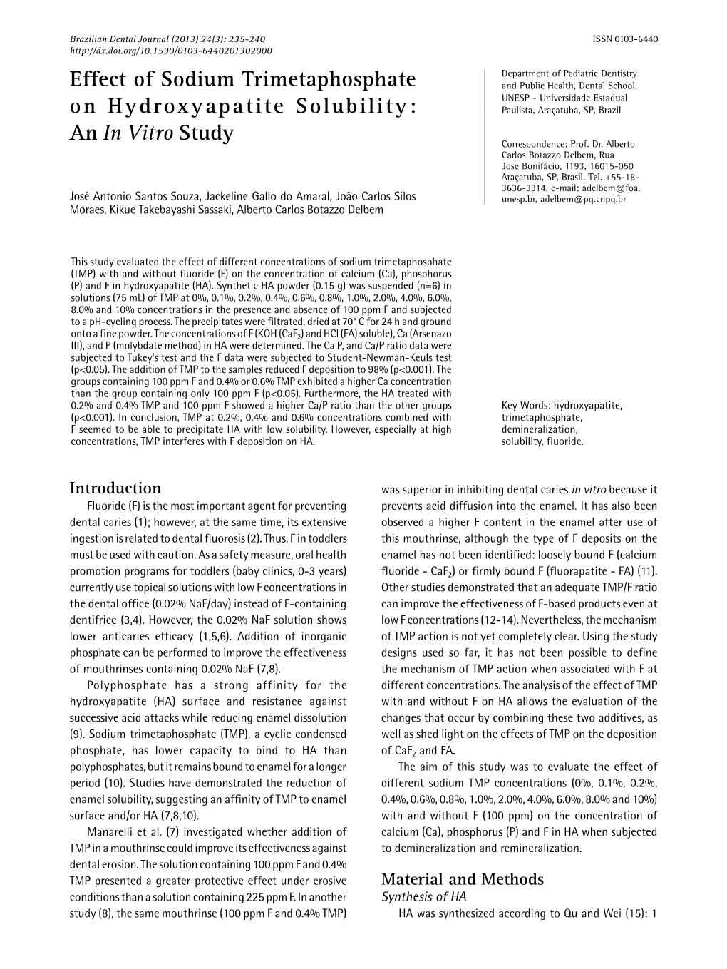 Effect of Sodium Trimetaphosphate on Hydroxyapatite