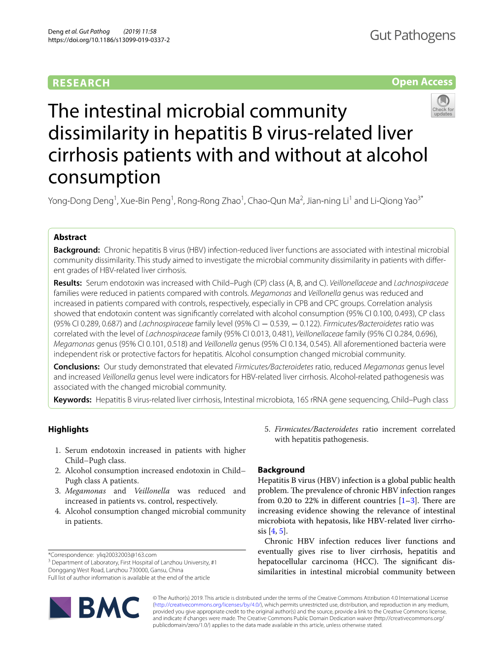 The Intestinal Microbial Community Dissimilarity in Hepatitis B Virus