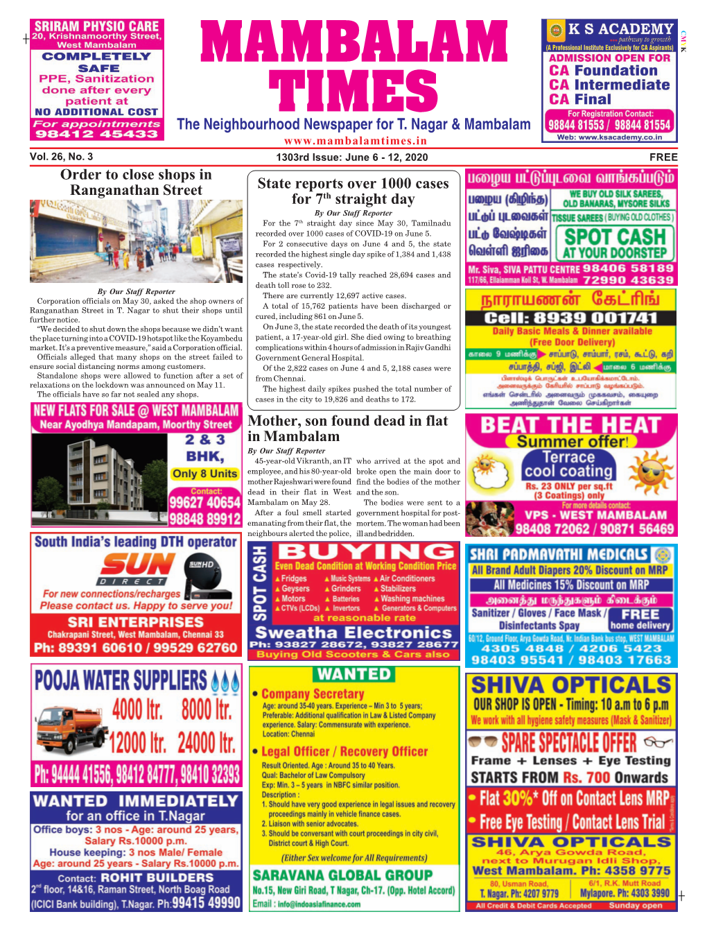 MAMBALAM TIMES June 6 - 12, 2020 T