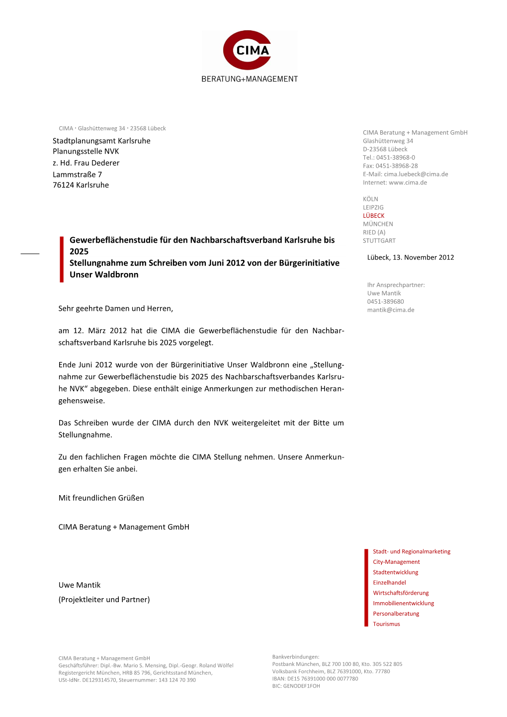 Gewerbeflächenstudie Für Den Nachbarschaftsverband Karlsruhe Bis 2025 Stellungnahme Zum Schreiben Vom Juni 2012 Von Der Bürg