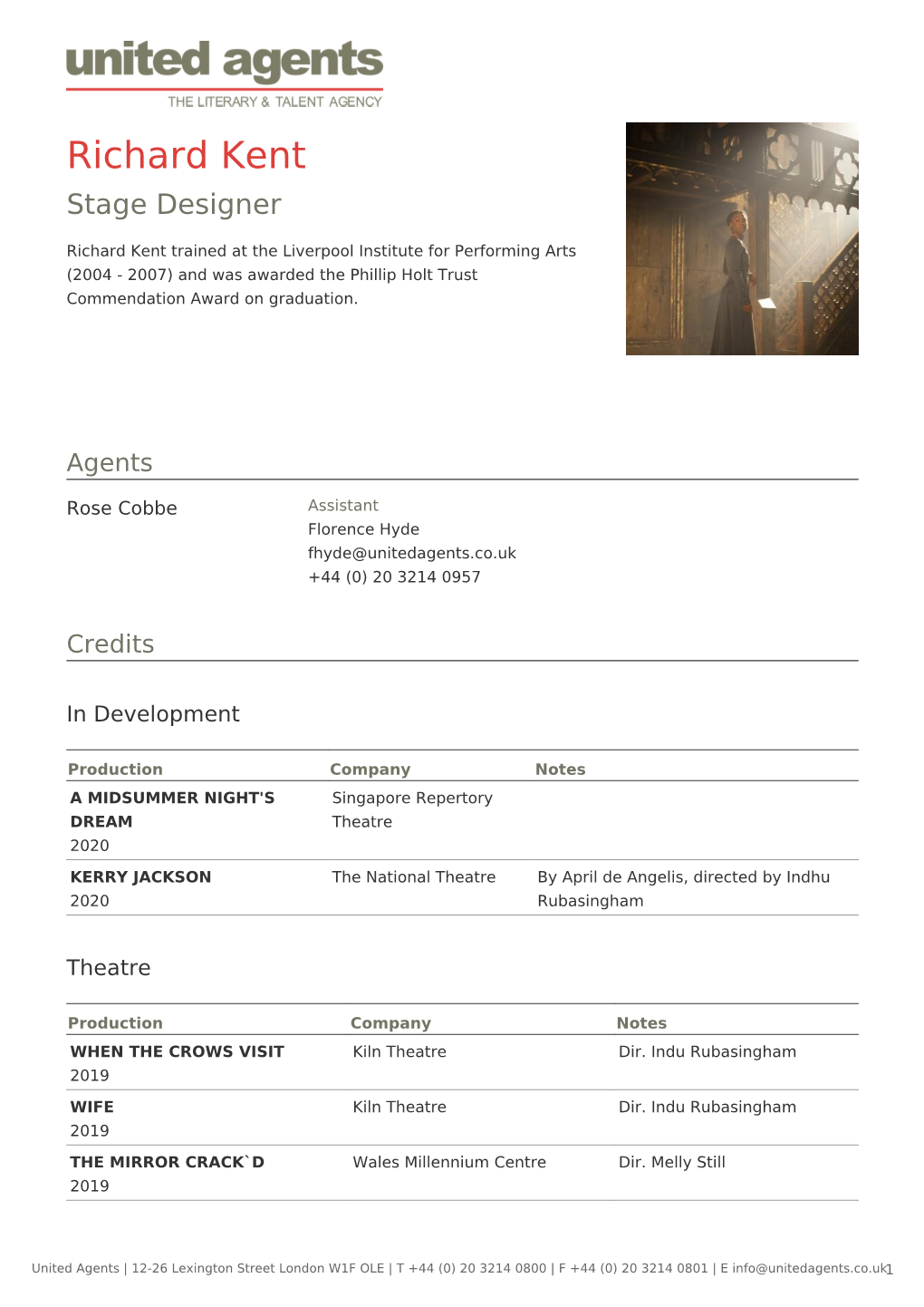 Richard Kent Stage Designer