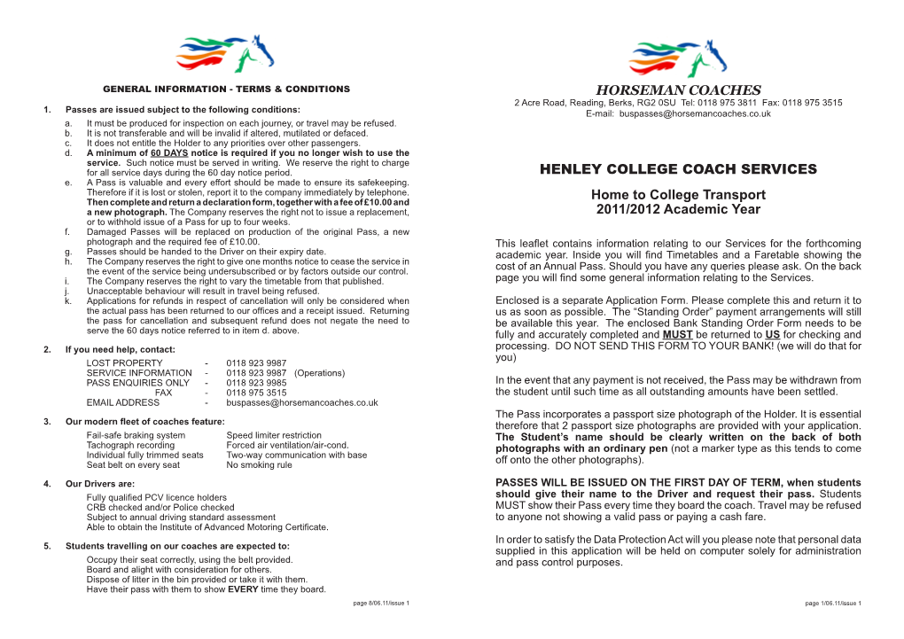 Horseman Coaches Henley College Coach Services