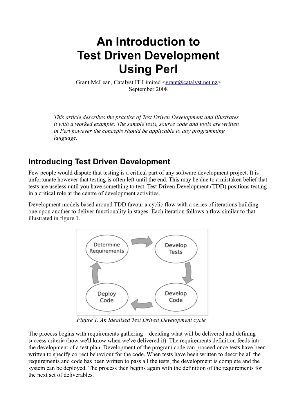 An Introduction to Test Driven Development Using Perl