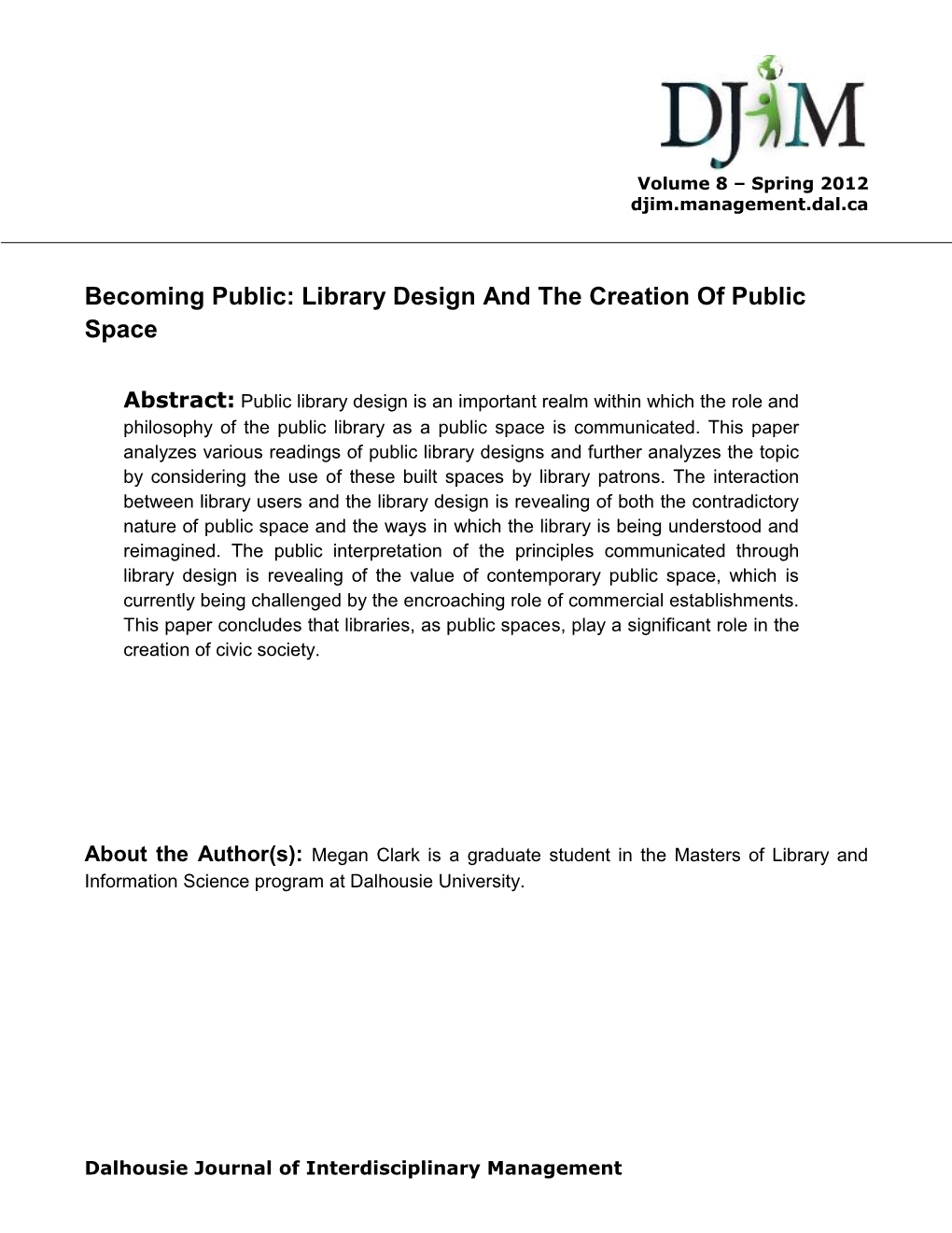 Becoming Public: Library Design and the Creation of Public Space