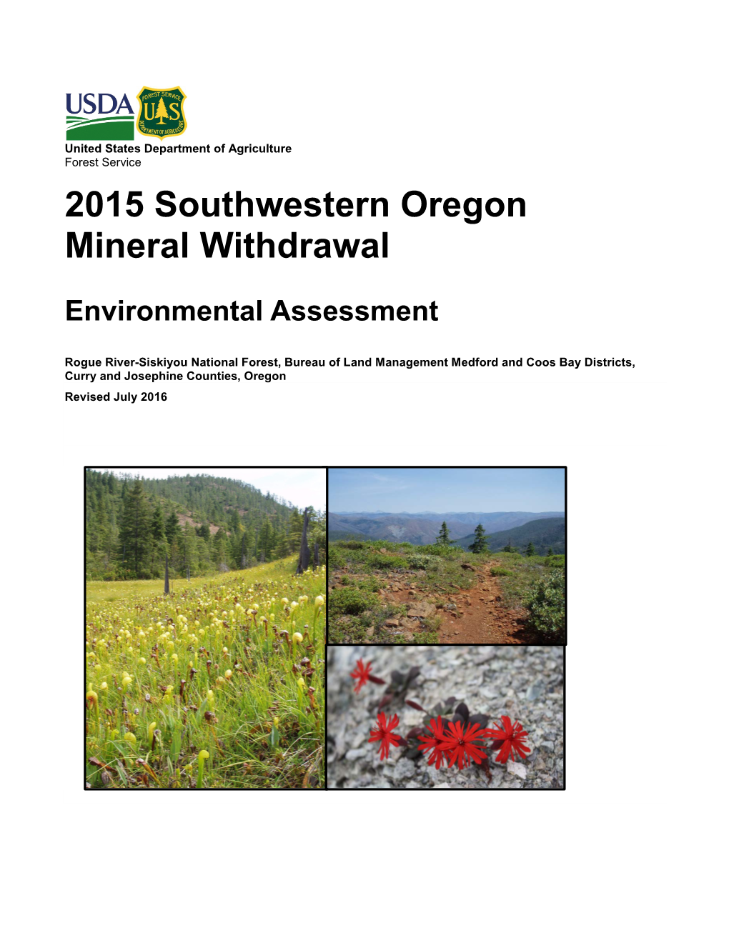 2015 Southwestern Oregon Mineral Withdrawal