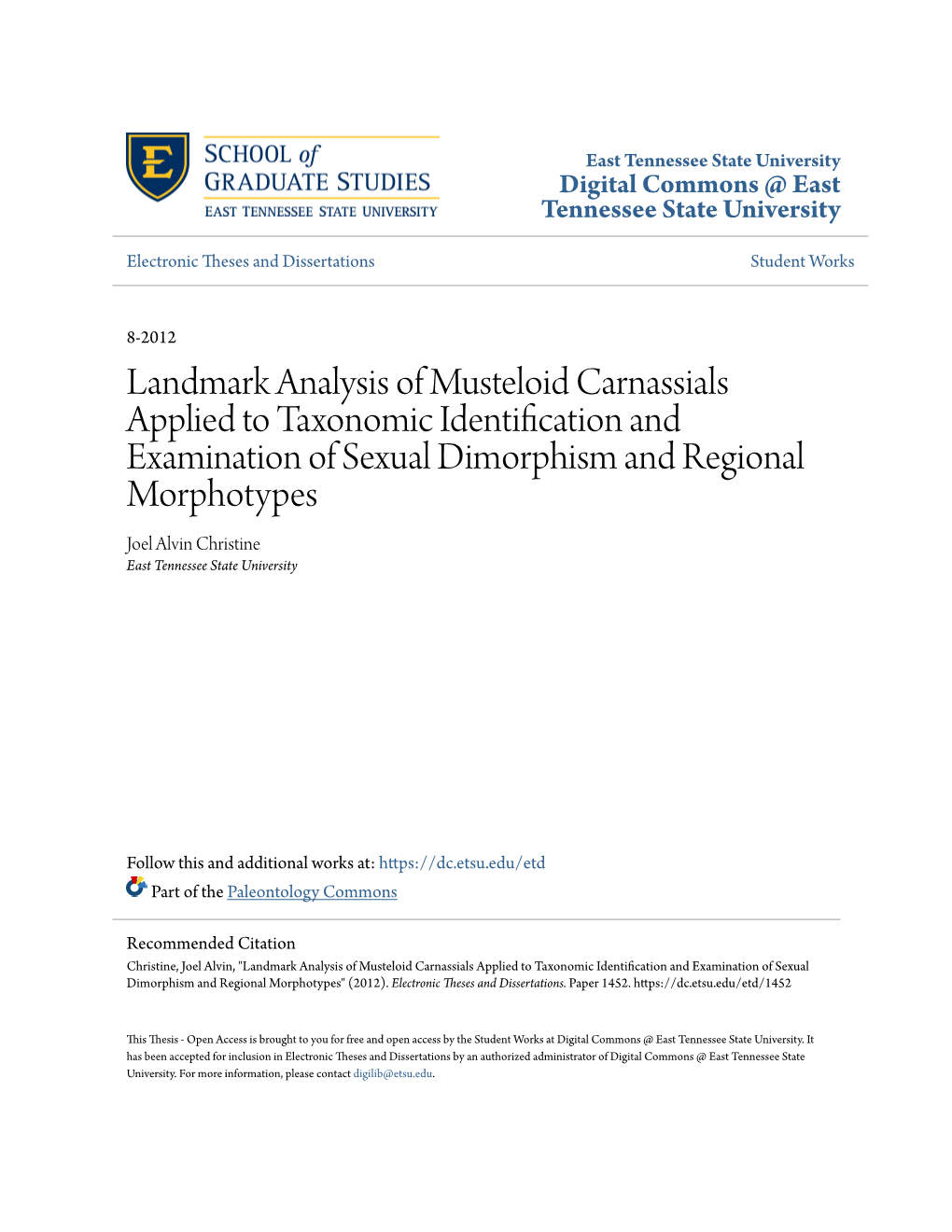 Landmark Analysis of Musteloid Carnassials Applied to Taxonomic