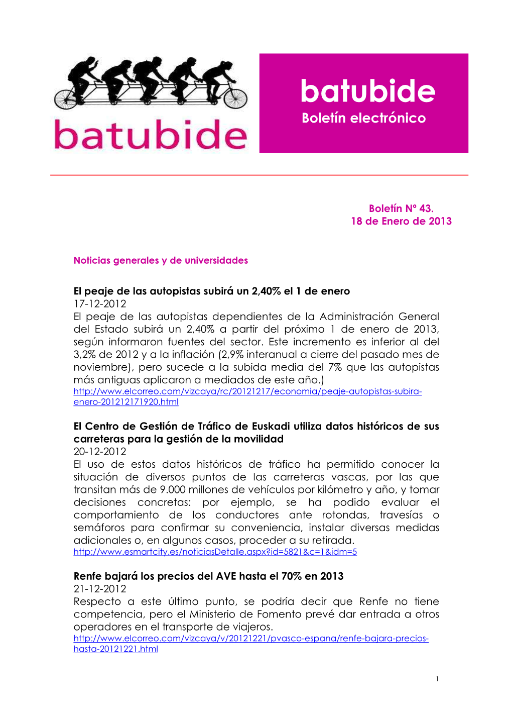 Boletín Batubide Número 43