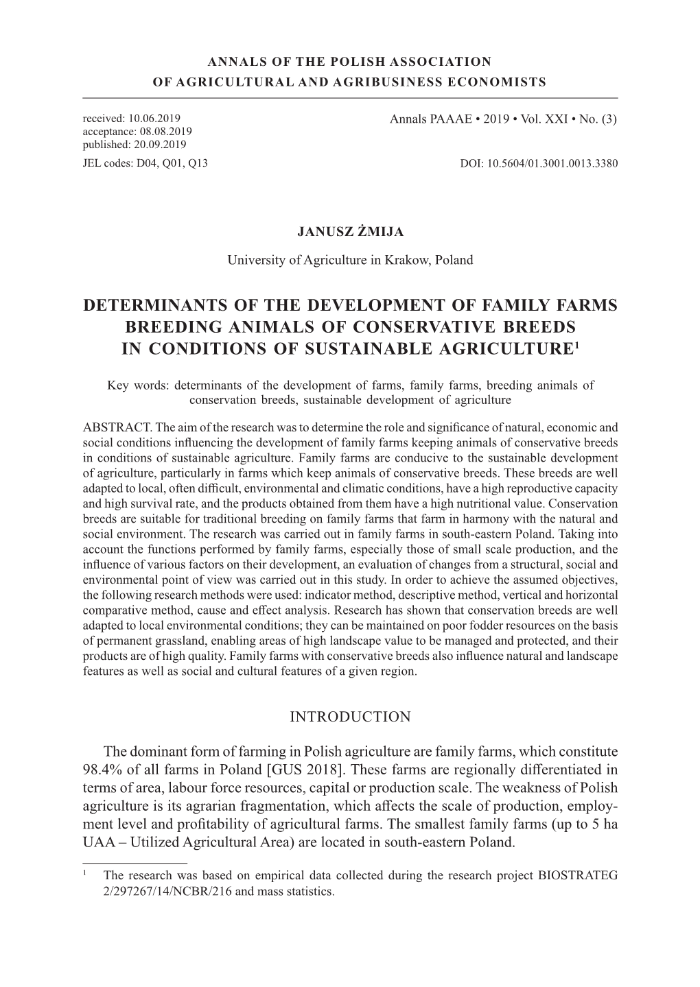 Determinants of the Development of Family Farms Breeding Animals of Conservative Breeds in Conditions of Sustainable Agriculture1