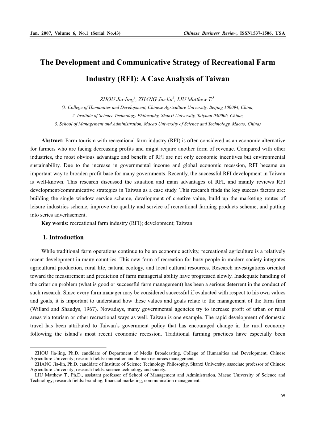 The Development and Communicative Strategy of Recreational Farm