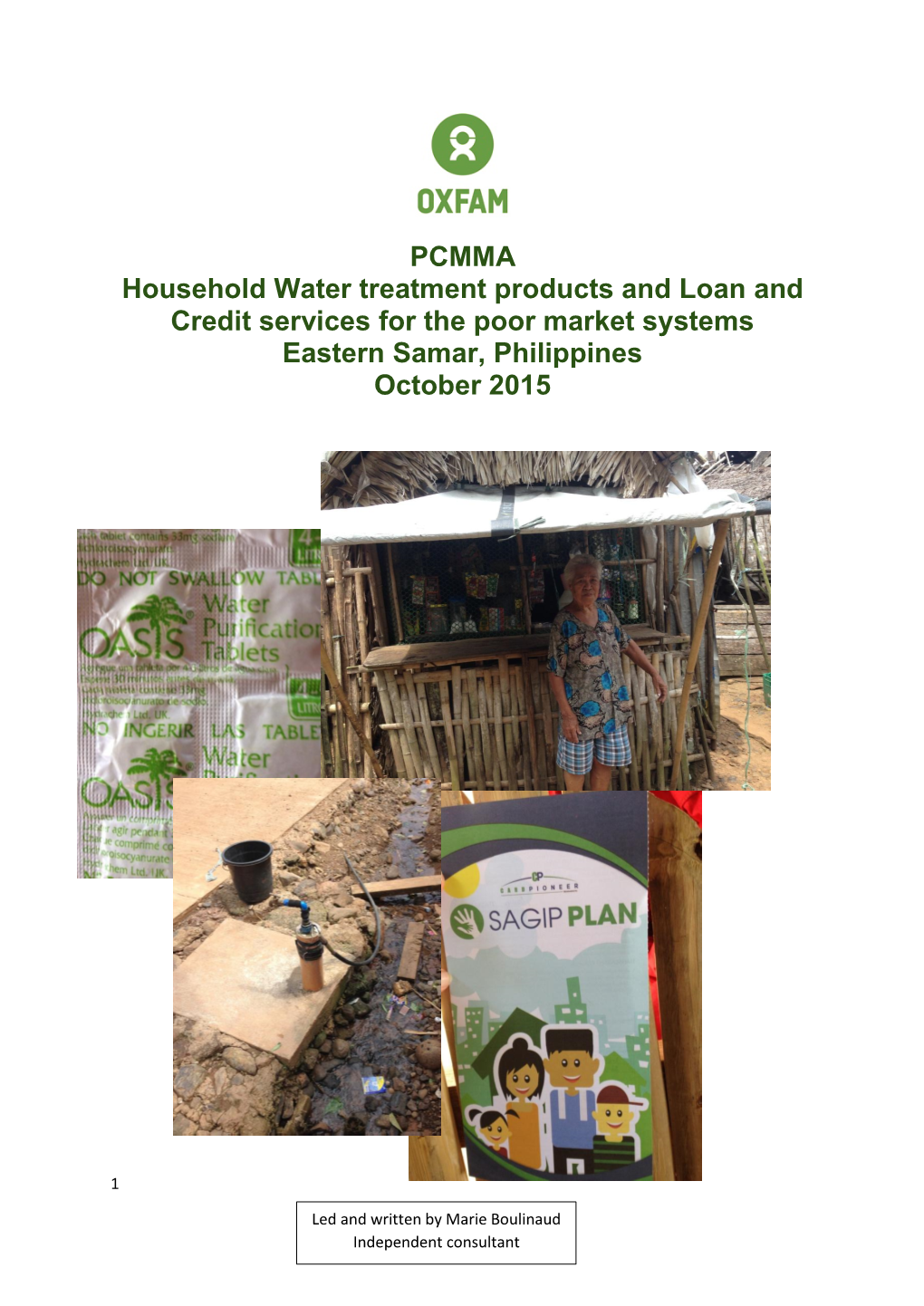PCMMA Household Water Treatment Products and Loan and Credit Services for the Poor Market Systems Eastern Samar, Philippines October 2015