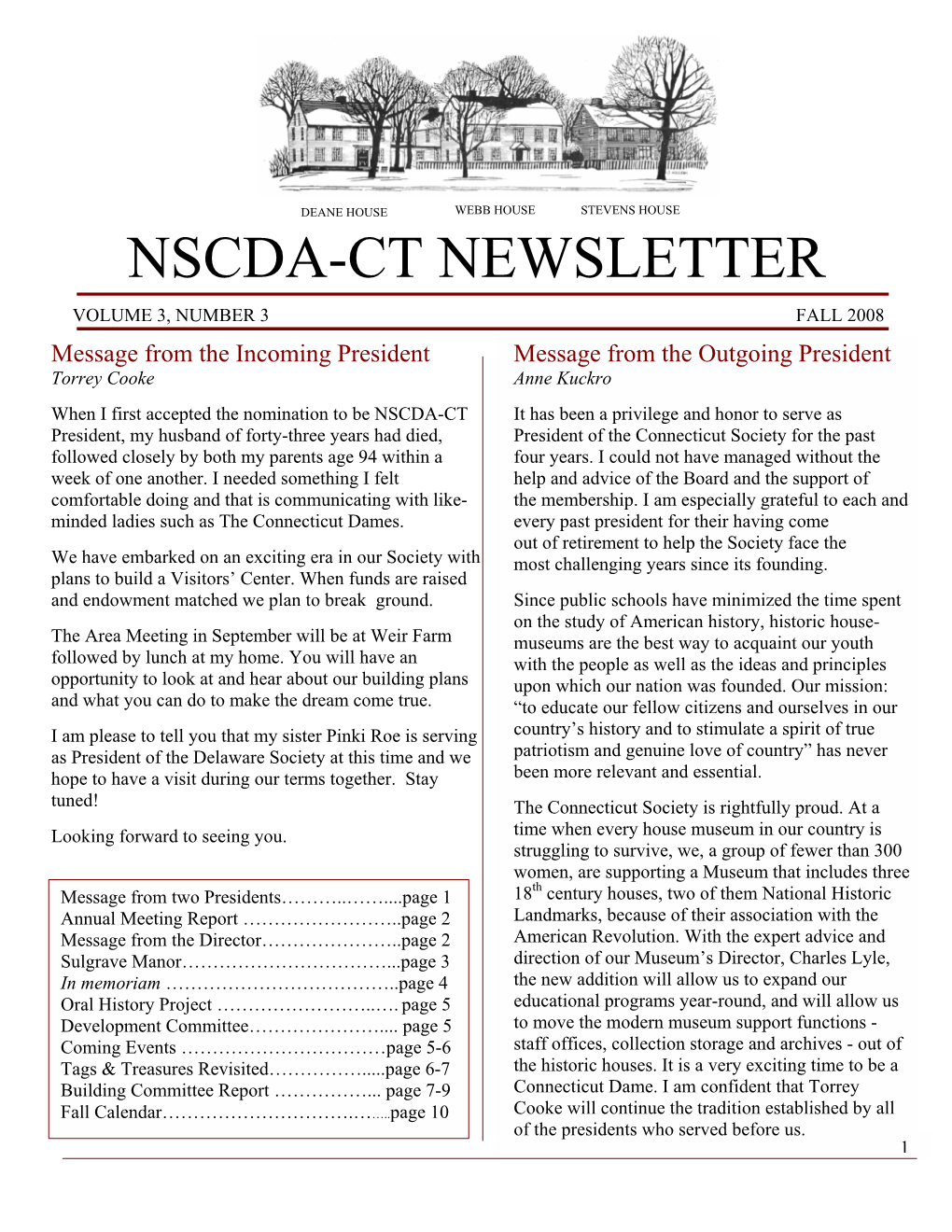 Nscda-Ct Newsletter