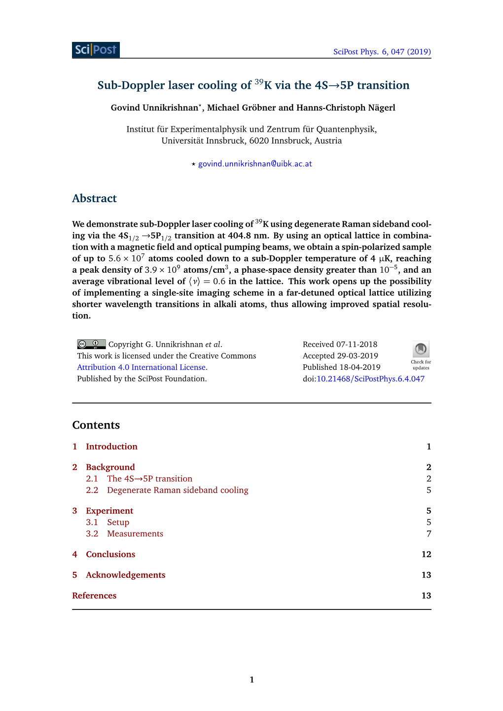 Sub-Doppler Laser Cooling of 39K Via the 4S→5P Transition