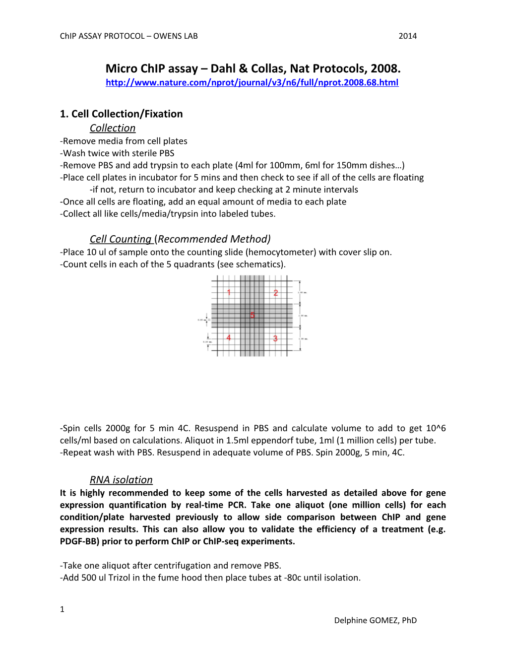 Micro Chip Assay Dahl & Collas, Nat Protocols, 2008