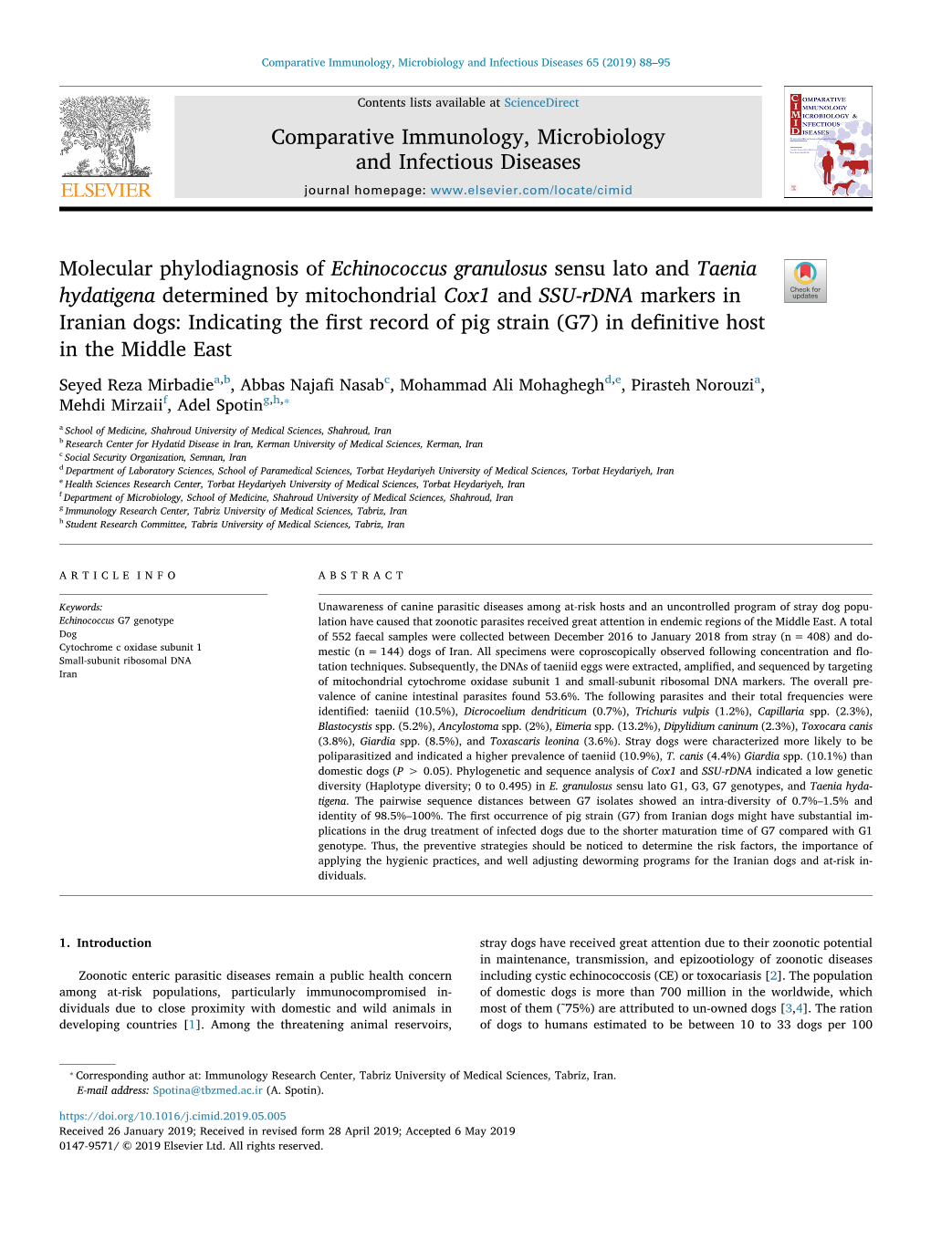 Molecular Phylodiagnosis of Echinococcus Granulosus Sensu