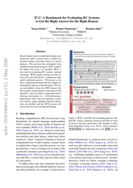 R4C: a Benchmark for Evaluating RC Systems to Get the Right Answer for the Right Reason