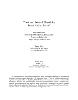 Theft and Loss of Electricity in an Indian State1