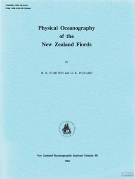 Physical Oceanography of the New Zealand Fiords