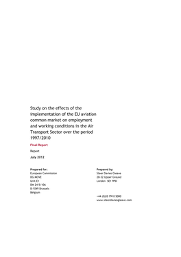 Employment and Working Conditions in the Air Transport Sector Over the Period 1997/2010