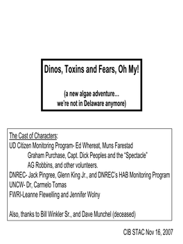 Dinos, Toxins and Fears, Oh My!