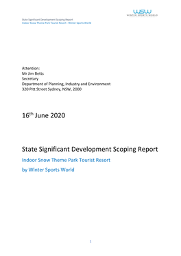 16Th June 2020 State Significant Development Scoping Report