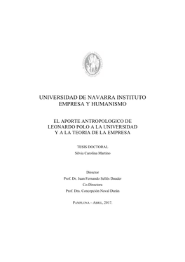 El Aporte Antropológico De Leonardo Polo a La Universidad Y a La Teoría