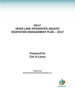 Hicks Lake Integrated Aquatic Vegetation Management Plan – 2017