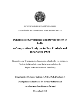 Dynamics of Governance and Development in India a Comparative Study on Andhra Pradesh and Bihar After 1990