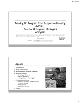 Moving on Program from Supportive Housing (MOSH): Practice & Program Strategies Arlington