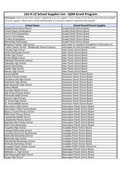 LSU Supplier List K-12 Schools