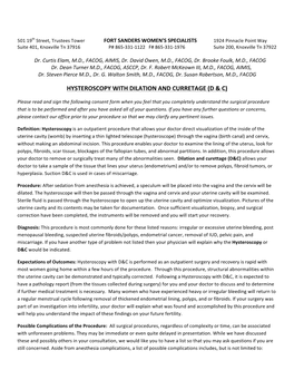 Hysteroscopy with Dilation and Curretage (D & C)