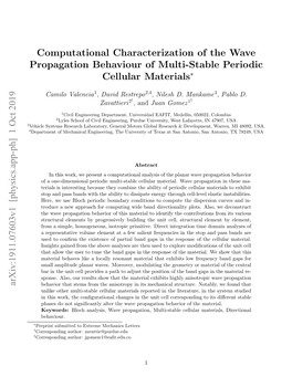 Computational Characterization of the Wave Propagation Behaviour of Multi-Stable Periodic Cellular Materials∗