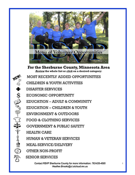 Menu of Volunteer Opportunities