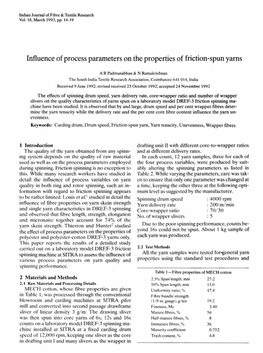 Influence of Process Parameters on the Properties of Friction-Spun Yarns
