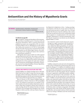 Antisemitism and the History of Myasthenia Gravis Stanley Freedman Phd MB FRCP*