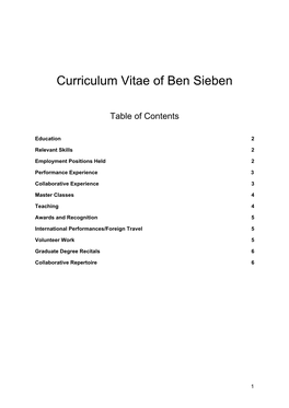 Curriculum Vitae of Ben Sieben