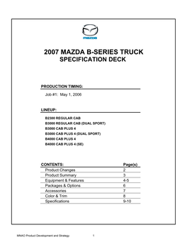 2007 Mazda B-Series Truck Specification Deck
