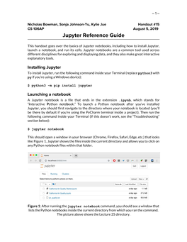 Jupyter Reference Guide