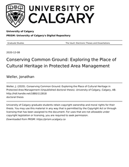 Conserving Common Ground: Exploring the Place of Cultural Heritage in Protected Area Management