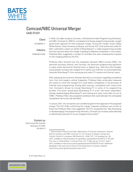 Comcast/NBC Universal Merger CASE STUDY