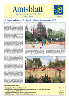 Amtsblatt Der Großen Kreisstadt Görlitz, Ausgabe 2008, Nr. 12