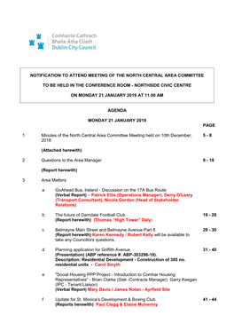 Agenda Document for North Central Area Committee, 21/01/2019 11:00