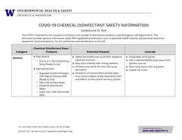 EH&S COVID-19 Chemical Disinfectant Safety Information