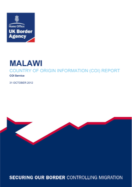 MALAWI COUNTRY of ORIGIN INFORMATION (COI) REPORT COI Service