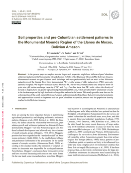 Soil Properties and Pre-Columbian Settlement Patterns in The